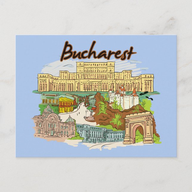 Bucarest, Roumanie célèbre carte postale de la vil (Devant)