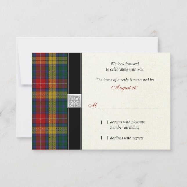 Buchanan Clan Tartan Mariage Répondre Carte RSVP (Devant)
