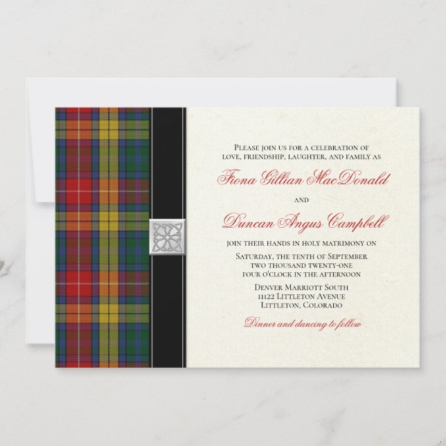 Buchanan Tartan Faire-part de mariage (Devant)