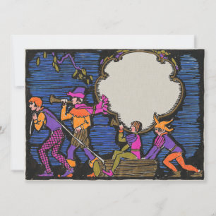 Bûcherons de Noël de style Art déco en gravure sur