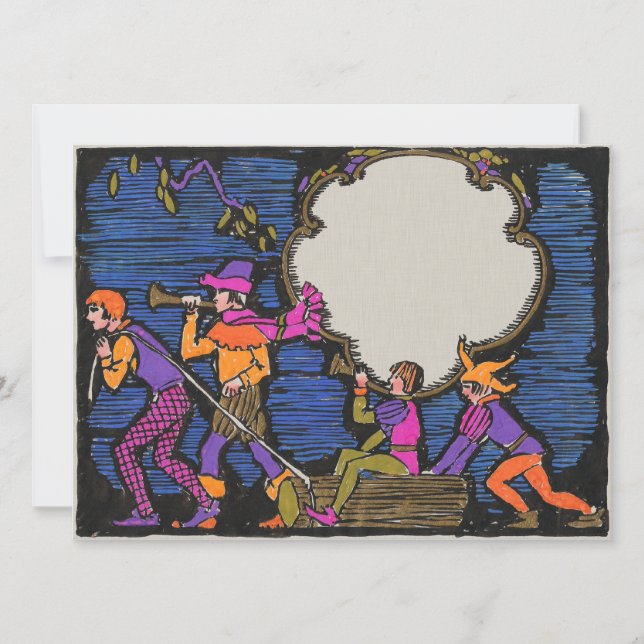 Bûcherons de Noël de style Art déco en gravure sur (Devant)