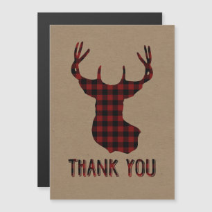 Buck Deer Head Red Black Buffalo Plaid Merci