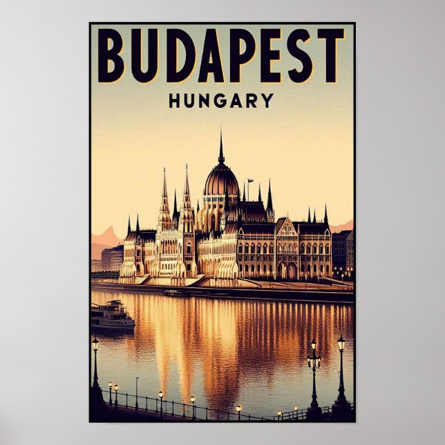 Budapest by Night - Une affiche Vintage voyage (Devant)