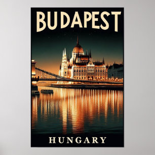Budapest de nuit – Une affiche de voyage vintage