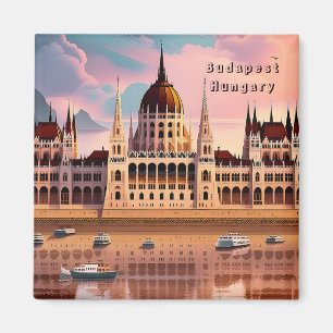 Budapest Hongrie voyage art aimant vintage