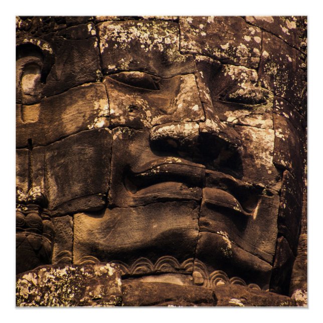 Buddha Totem Angkor Wat Cambodia Square Art Poster (Devant)