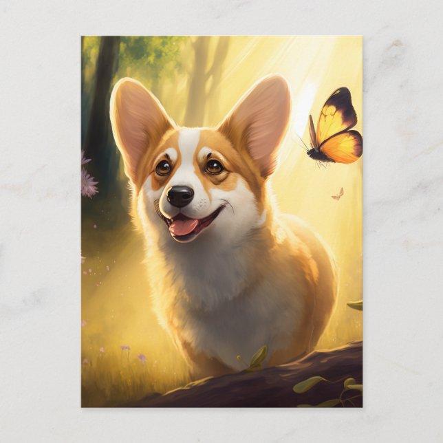 Buddy le Corgi - Carte postale de chien lunatique (Devant)