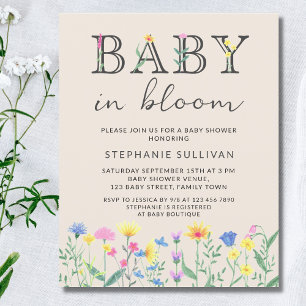 Budge Baby in Bloom Floral Baby shower Invitation