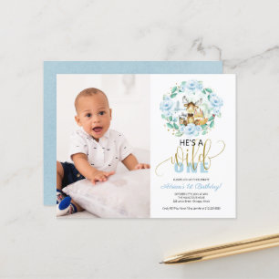 Budge He's A Wild One Photo 1st Birthday Invitatio