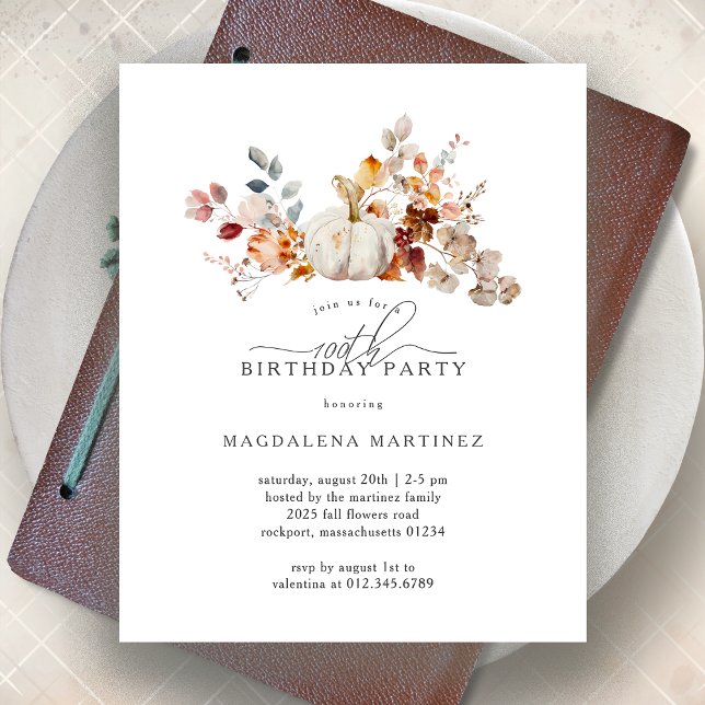 BUDGET 100e anniversaire Citrouille Automne Fleurs (Créateur téléchargé)