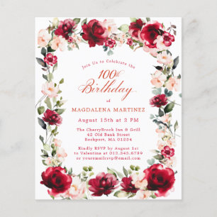 BUDGET 100e anniversaire Invitation rose rose rose