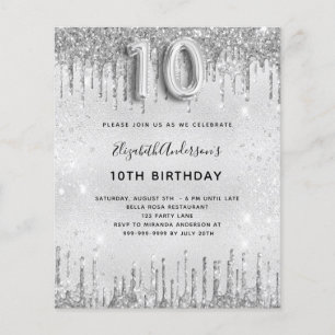 Budget 10e anniversaire parties scintillant argent