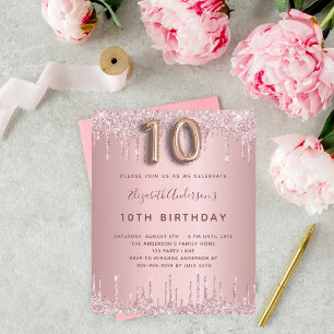 BUDGET 10e anniversaire rose poussiéreux parties s