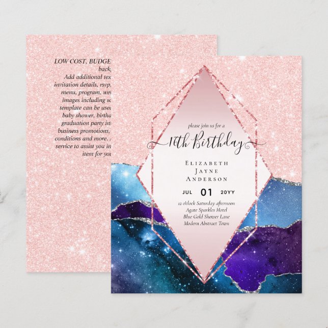BUDGET 16e anniversaire Glittery AGATE Sparkle Inv (Devant / Derrière)