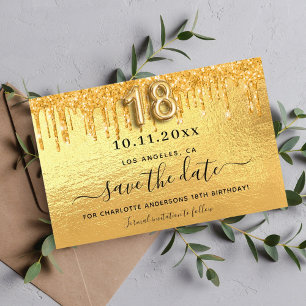 Budget 18e anniversaire paillettes dorées save the