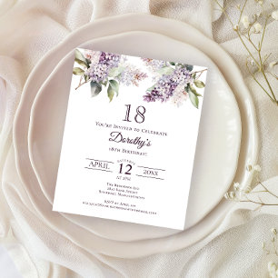 BUDGET 18e fête d'anniversaire Purple Lilac Floral