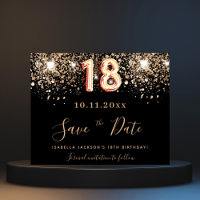 Budget 18th birthday black glitter save the date