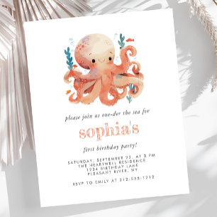 Budget 1er Anniversaire Cute Watercolor Octopus In