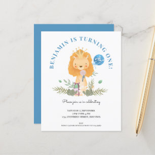 Budget 1er anniversaire Lion Boys Party Invitation