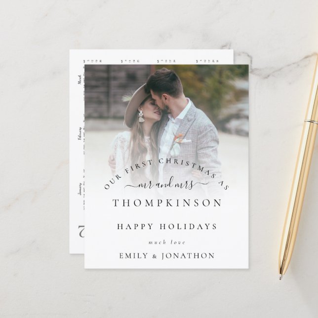 Budget 1er Noël M. Mme Photo avec calendrier 2022 (Devant/Arrière en situation)