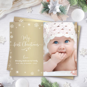 Budget 1er Vacances Photo Snowflakes Gold Card