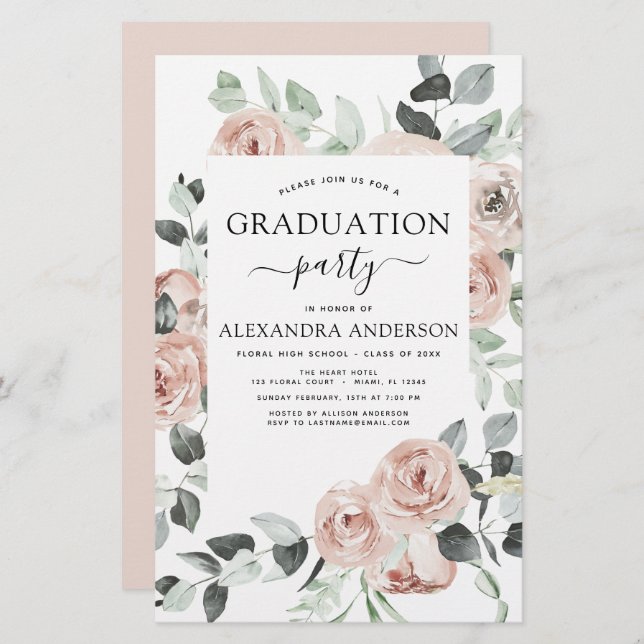 Budget 2022 Dusty Pink Graduation Floral (Devant / Derrière)