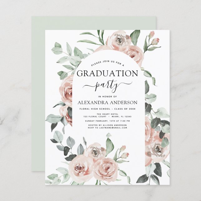 Budget 2022 Dusty Pink Graduation Floral (Devant / Derrière)