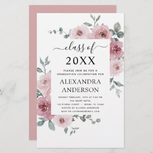 Budget 2022 Dusty Rose Pink Graduation Floral