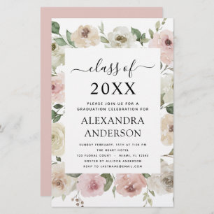 Budget 2022 Dusty Rose Pink Graduation Floral