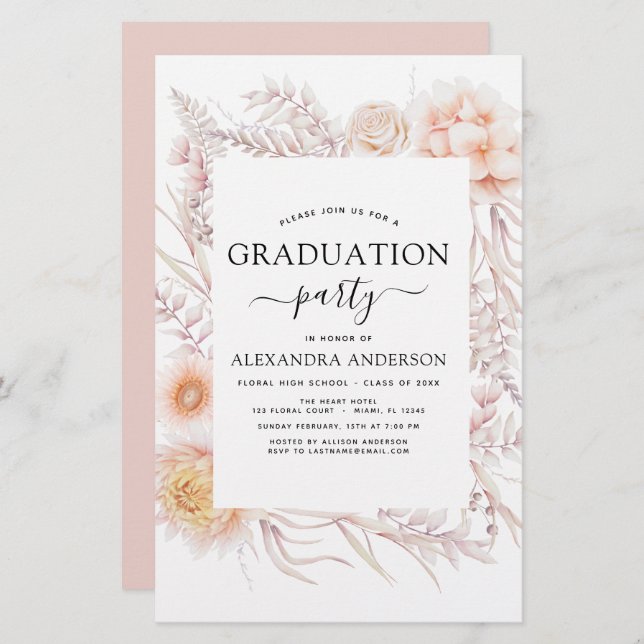 Budget 2022 Graduation Boho Chic Dusty Pink Desert (Devant / Derrière)