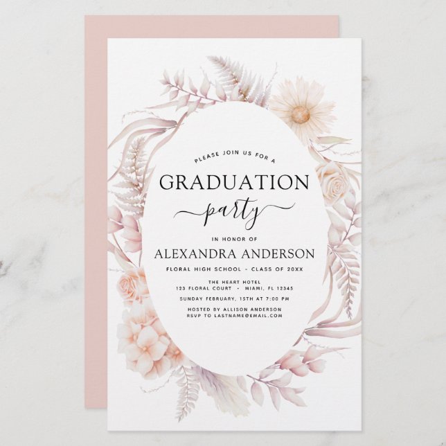 Budget 2022 Graduation Boho Chic Dusty Pink Desert (Devant / Derrière)