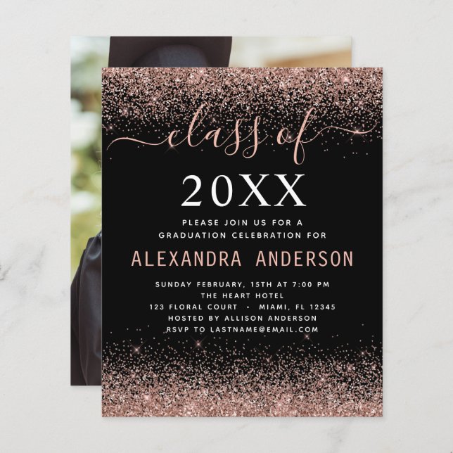 Budget 2022 - Rose photo Parties scintillant d'or (Devant / Derrière)