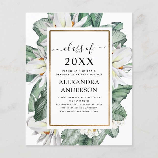 Budget 2022 Tropical Graduation Magnolia Floral (Devant)