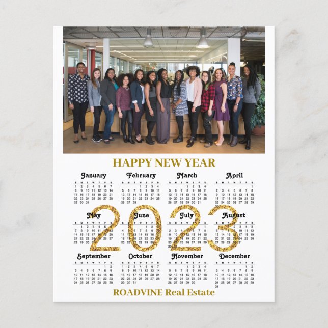 Budget 2023 Calendrier Business Modern Script Card (Devant)