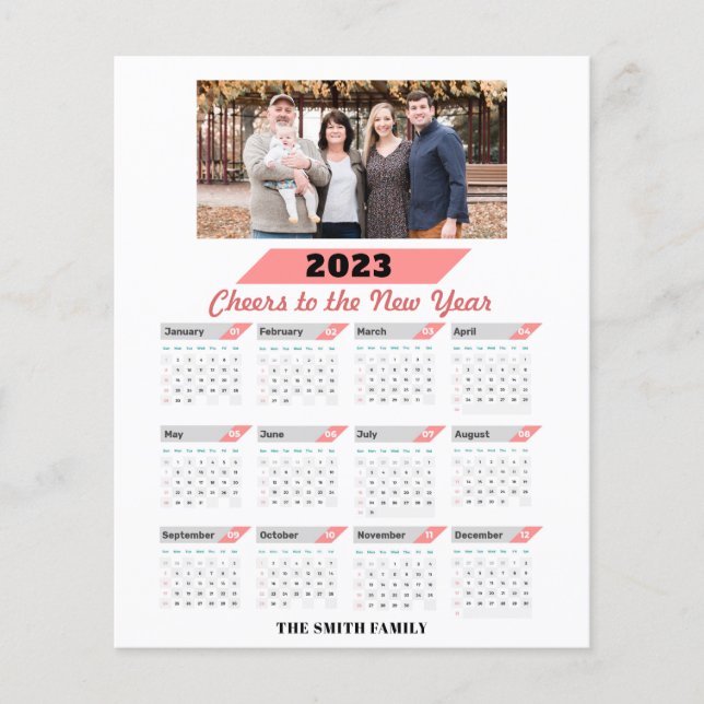 BUDGET 2023 Calendrier Carte photo familial modern (Devant)