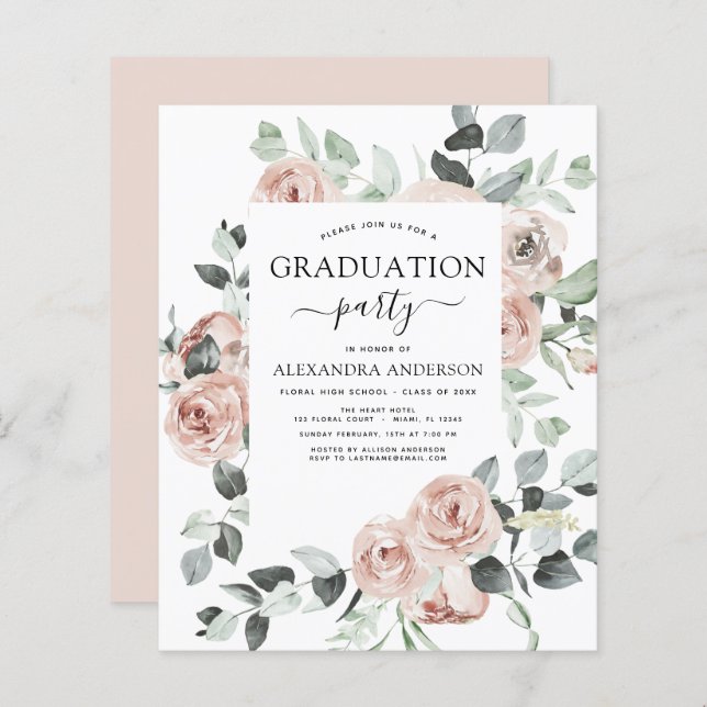 Budget 2023 Dusty Pink Graduation Floral (Devant / Derrière)