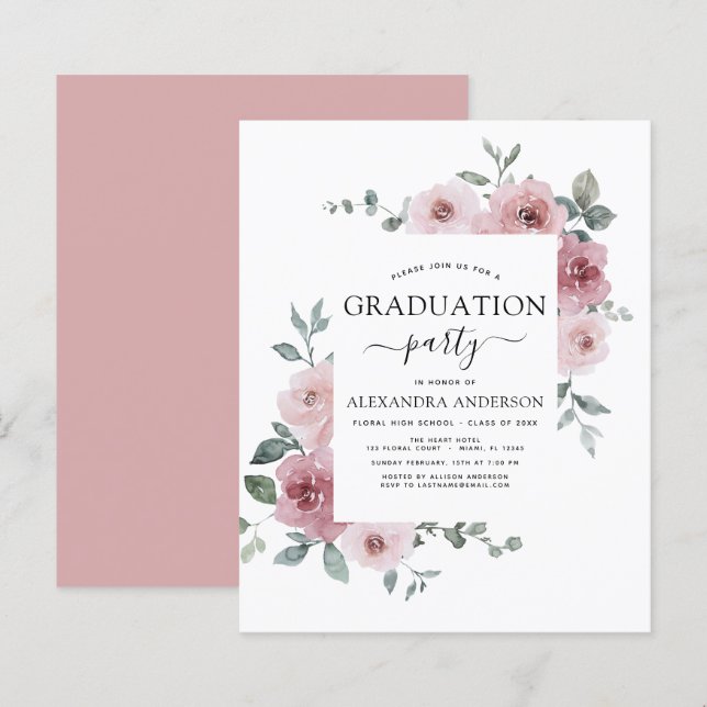 Budget 2023 Dusty Rose Rose Graduation Floral (Devant / Derrière)