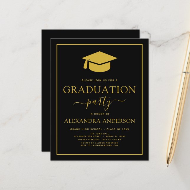 Budget 2023 Graduation Party Black Gold (Devant/Arrière en situation)