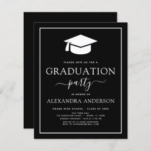 Budget 2023 Graduation Party Black Invitation
