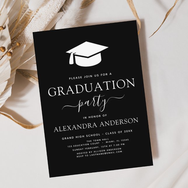 Budget 2023 Graduation Party Black Invitation (Créateur téléchargé)