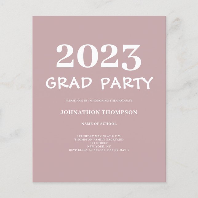 Budget 2023 Graduation Pink Party Invitation (Devant)