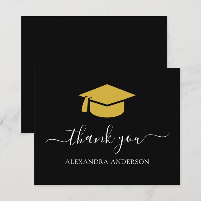 Budget 2023 Graduation Thank You Black Gold (Devant / Derrière)