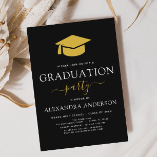 Budget 2024 Graduation Party Black Gold Modern
