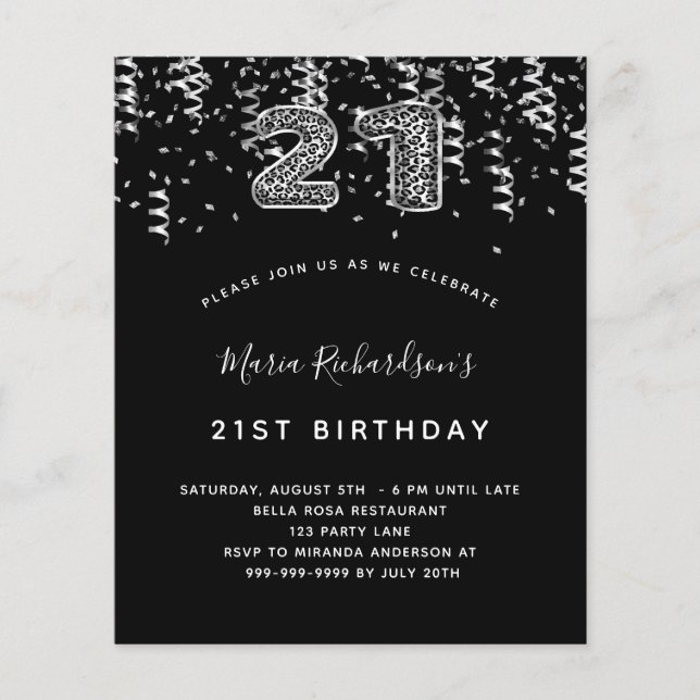 Budget 21e anniversaire de la fête léopard d'argen (Devant)