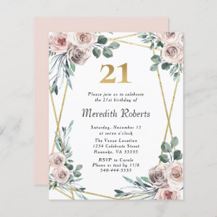 Budget 21e anniversaire Floral Gold Party Invitati
