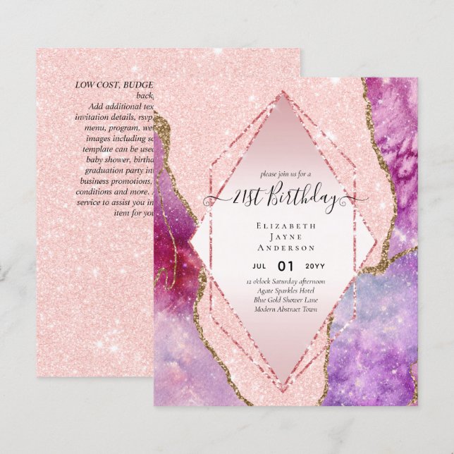 BUDGET 21e anniversaire Glittery AGATE Sparkle Inv (Devant / Derrière)