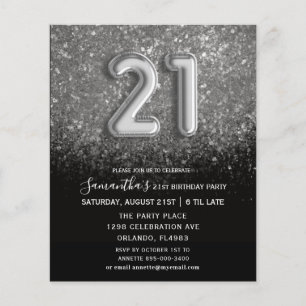 Budget 21e anniversaire Invitation Black & Silver