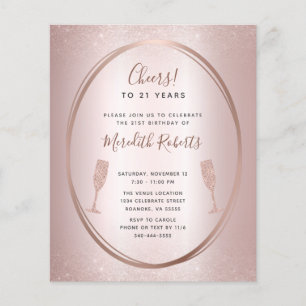 Budget 21e Anniversaire Rose Invitation Champagne