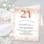 Budget 21e anniversaire rose or blanc invitation<br><div class="desc">Pour un 21ème anniversaire élégant. Un arrière - plan blanc. Décoré d'or rose, de faux parties scintillant rose, brille. Personnalisez et ajoutez un nom, ainsi que les détails du parti. Le nom est écrit avec un script de style écrit à la main, numéro 21 avec des polices de style ballon....</div>