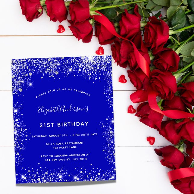 Budget 21e anniversaire royal bleu argent invitati (Créateur téléchargé)